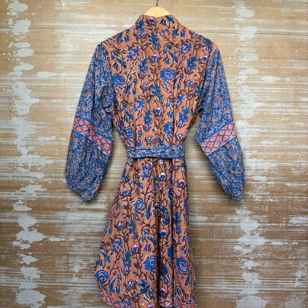 Sue Sartor x Anthropologie Flounce Shorty Dress Floral Boho Preppy Womens L - Picture 6 of 7